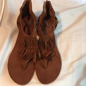 Brown wedge sandals